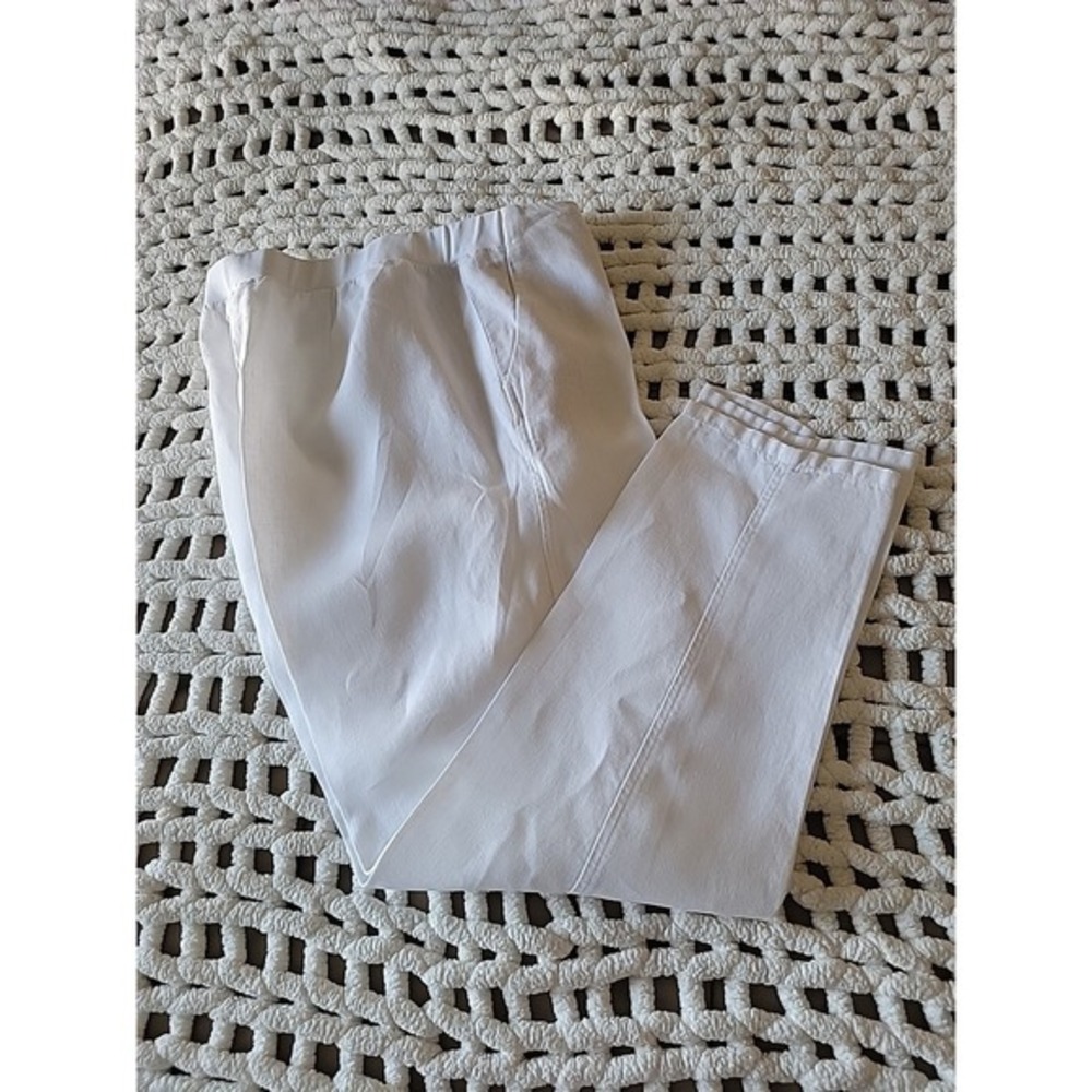 J.‎ Jill Pants Women's Size M Pull on White Linen Blend - Picture 2 of 9
